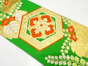 アンティーク　花亀甲に桐模様織り出し袋帯（材料）